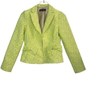 NANETTE LEPORE Lost In Love Tweed Blazer Lime Green Bow Detail Size 4